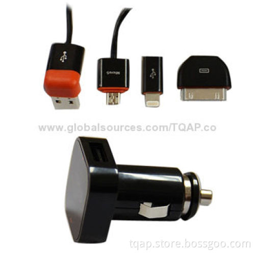 Double USB Car Charger, 3.1/A, 3-in-1